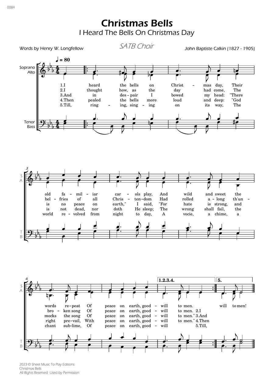Christmas Bells - SATB Choir 4-Part scores gallery preview page 1