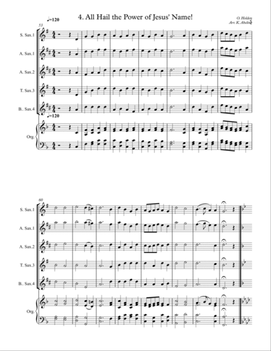 40 Beloved Christian Hymns Volume I (for Saxophone Quartet SATB or AATB and optional Organ) Saxophone Quartet scores gallery preview page 6