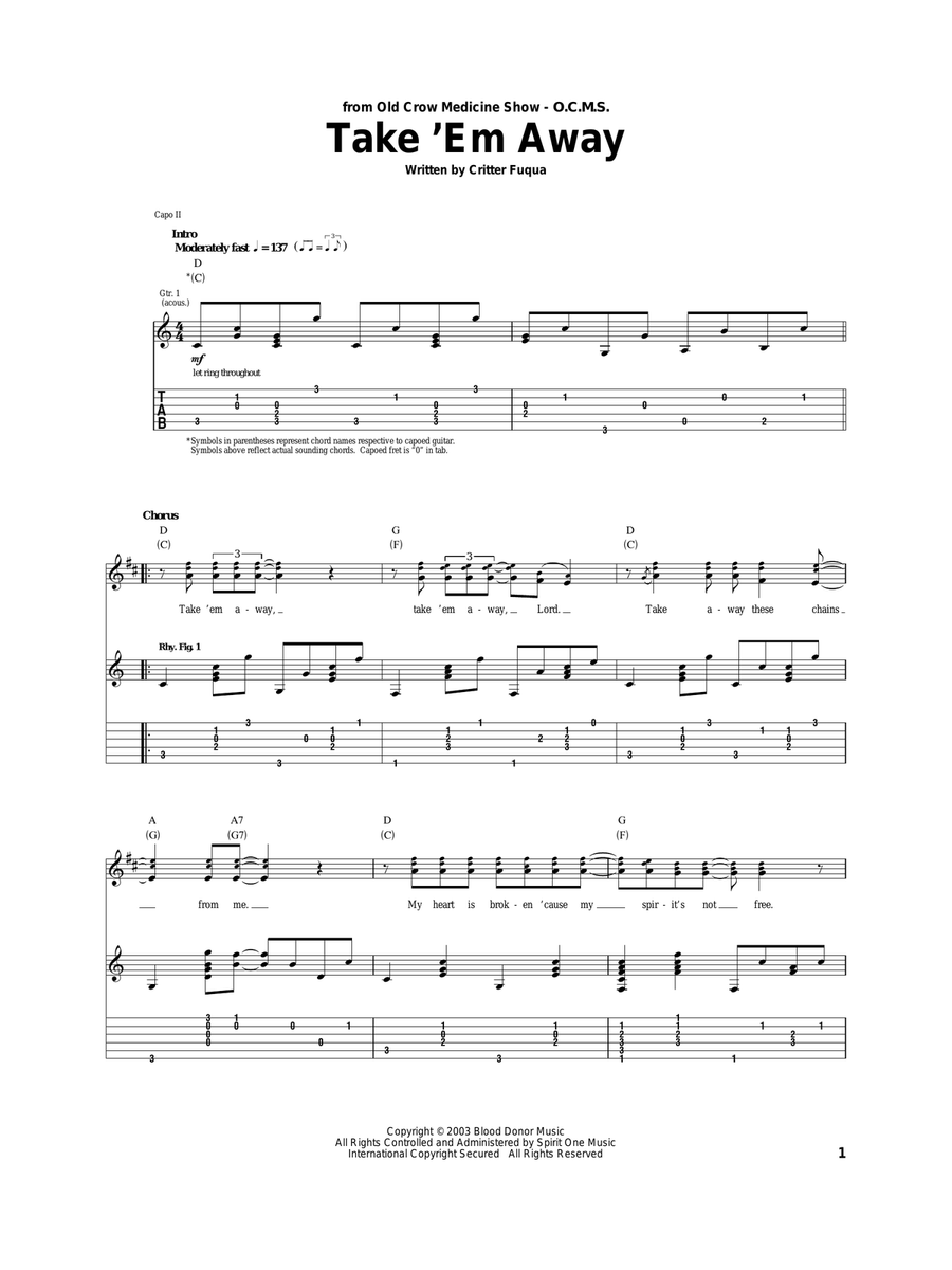 Take 'Em Away Acoustic Guitar scores gallery preview page 1