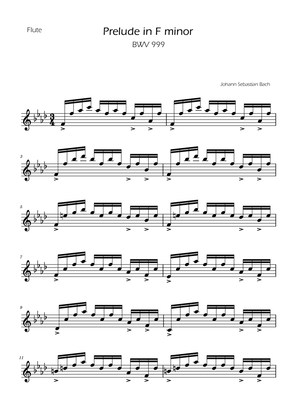 Book cover for Prelude in F minor - BWV 999 - Flute