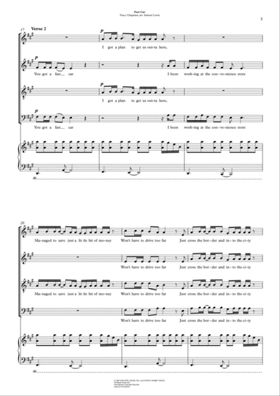 Fast Car Fast Car 4-Part scores gallery preview page 3