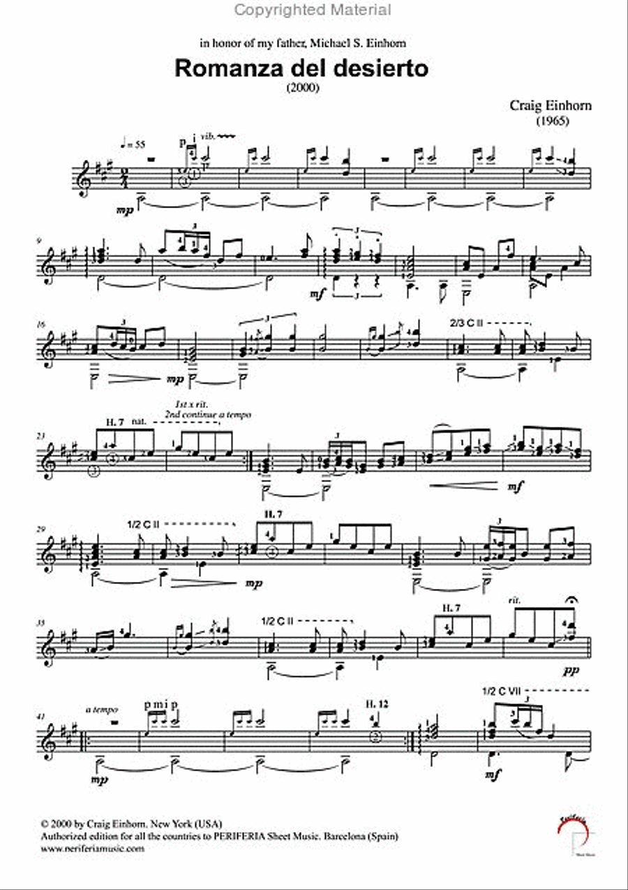 Romanza del desierto for Guitar Solo Classical Guitar scores gallery preview page 2