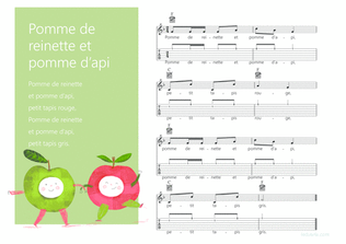 Pomme de reinette et pomme d'api french song for kids Melody + Guitar chords + Guitar TAB's