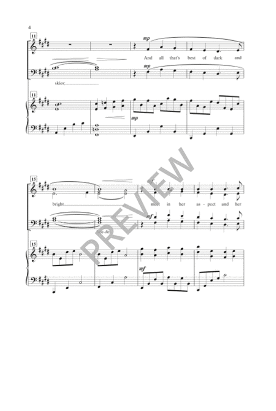 She Walks in Beauty (SATB) 4-Part scores gallery preview page 3