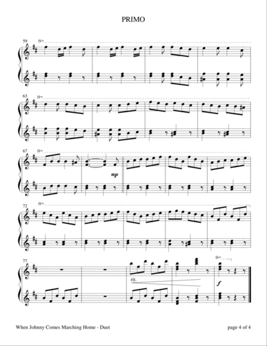 When Johnny Comes Marching Home (1 Piano, 4 Hands Duet) 1 Piano, 4-Hands scores gallery preview page 6