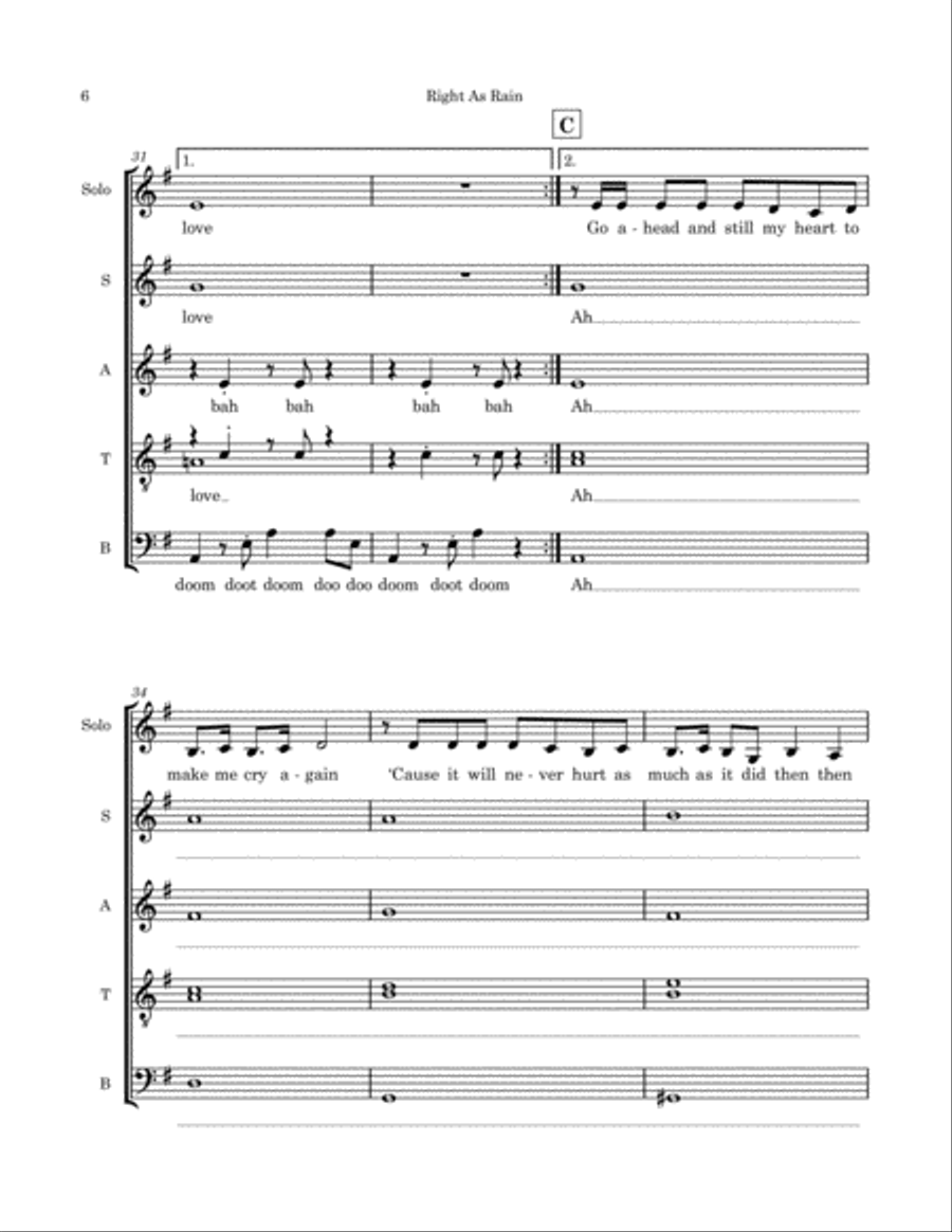 Right As Rain 4-Part scores gallery preview page 6
