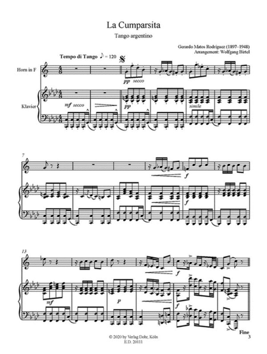 La Cumparsita -Tango argentino- (für Horn und Klavier)