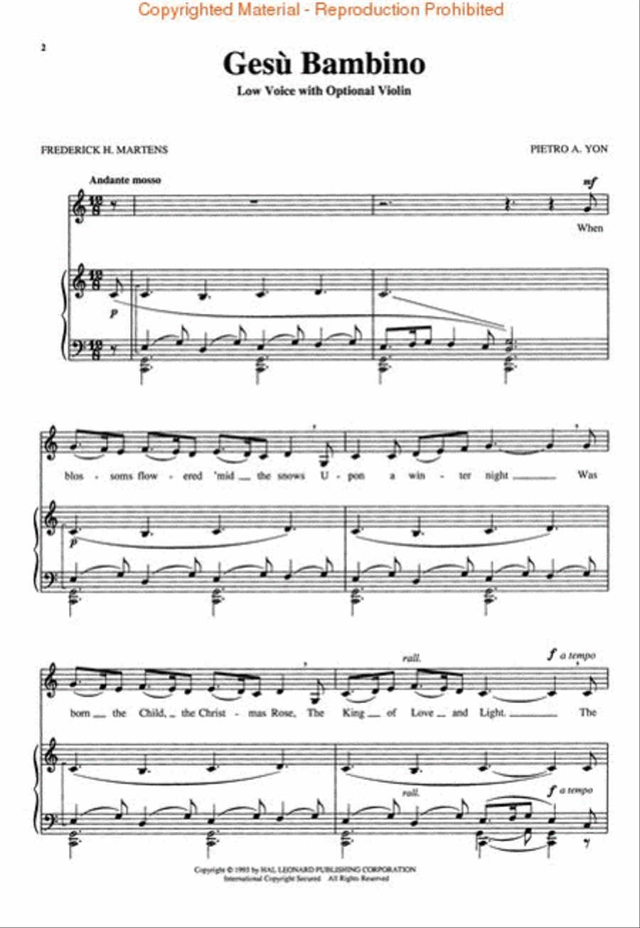 Gesu Bambino - Low Voice Low Voice scores gallery preview page 2