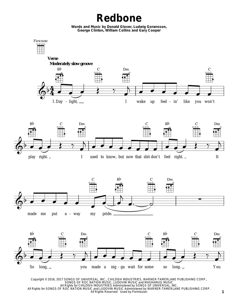 Redbone Ukulele scores gallery preview page 1