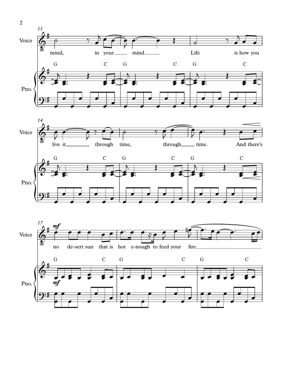 Hard Road Piano, Vocal, Guitar scores gallery preview page 2