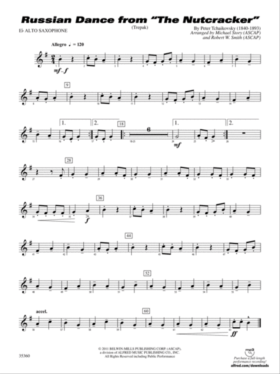 Russian Dance from The Nutcracker: E-flat Alto Saxophone