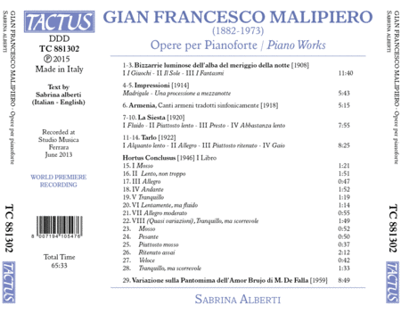 Gian Francesco Malipiero: Piano Works image number null