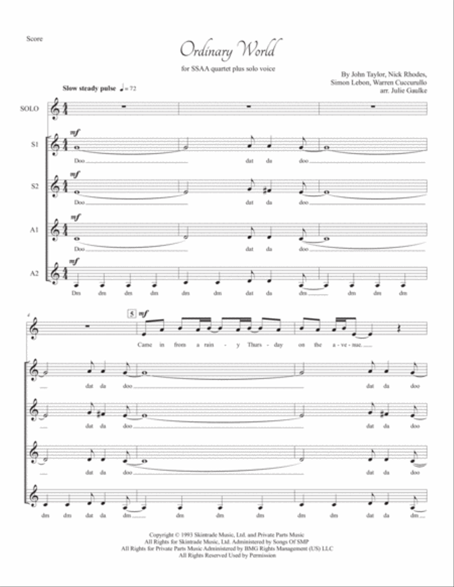 Ordinary World SSAA scores gallery preview page 1