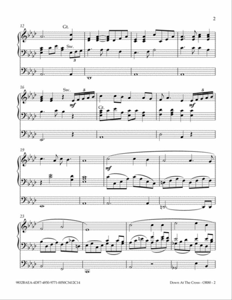 Down At The Cross [GLORY TO HIS NAME] Organ Solo scores gallery preview page 3