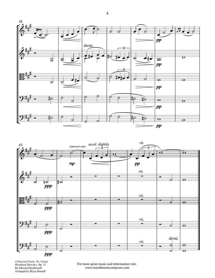 A Deserted Farm - No. 8 from Woodland Sketches Op. 51 String Orchestra scores gallery preview page 6
