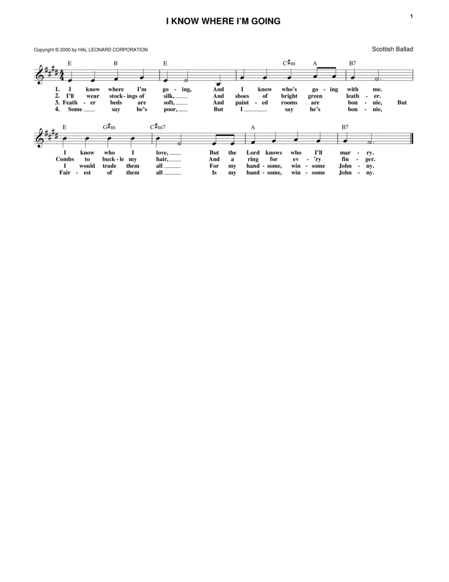 I Know Where I'm Goin' Piano scores gallery preview page 1