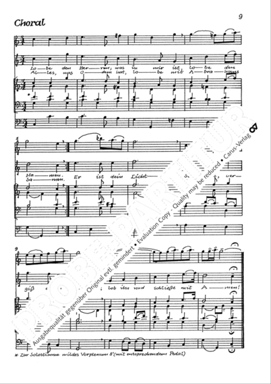 Praise ye, Almighty God, King and our ruler exalted (Lobe den Herren, den machtigen Konig) Tenor Voice scores gallery preview page 14