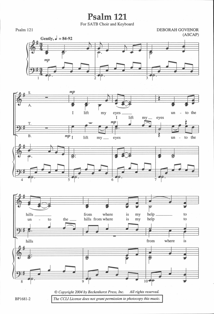 Psalm 121 4-Part scores gallery preview page 2