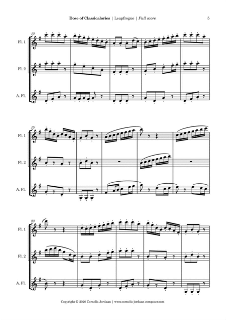 Dose of Classicalories, easy trios for 2 flutes & alto flute Woodwind Trio scores gallery preview page 5