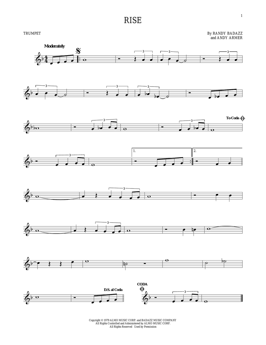 Rise Trumpet Solo scores gallery preview page 1