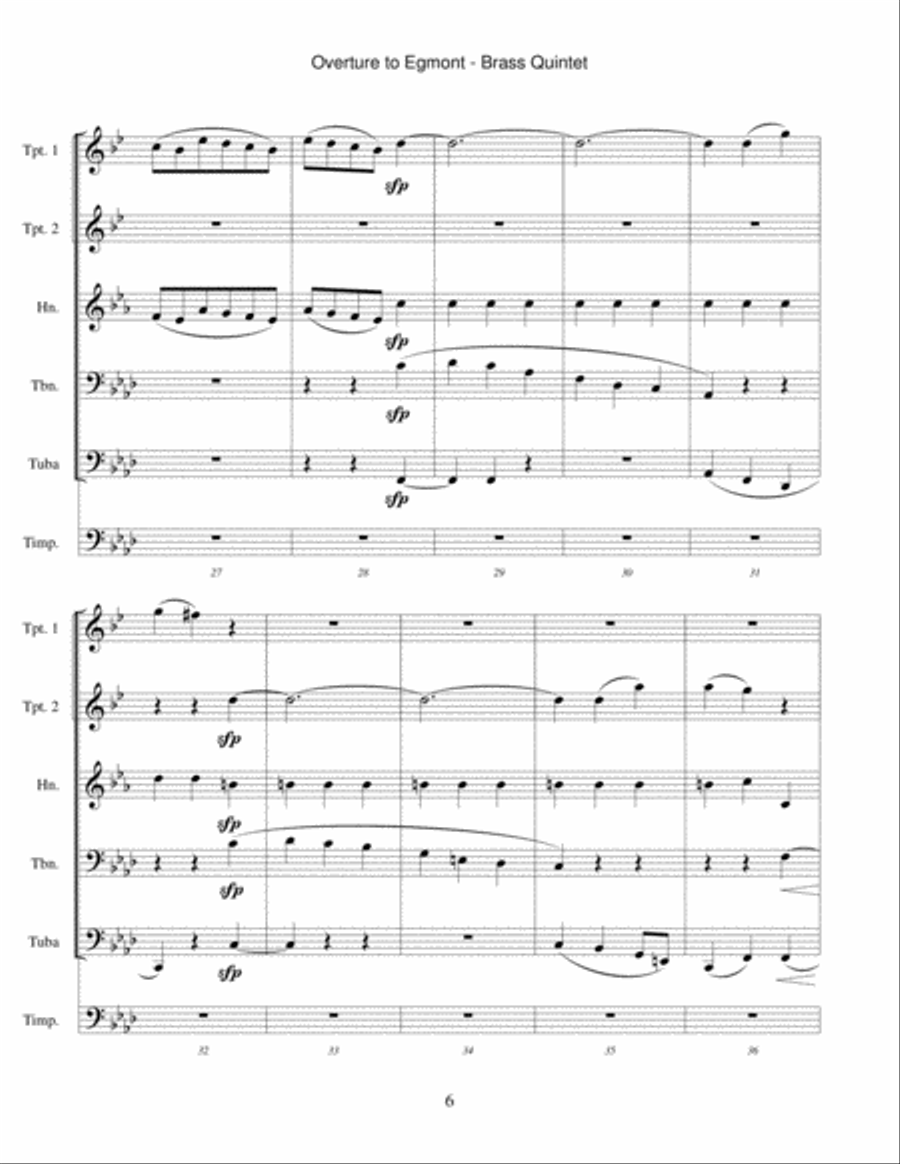 Egmont Overture (for brass quintet) Egmont Overture (for brass quintet) Brass Quintet scores gallery preview page 6