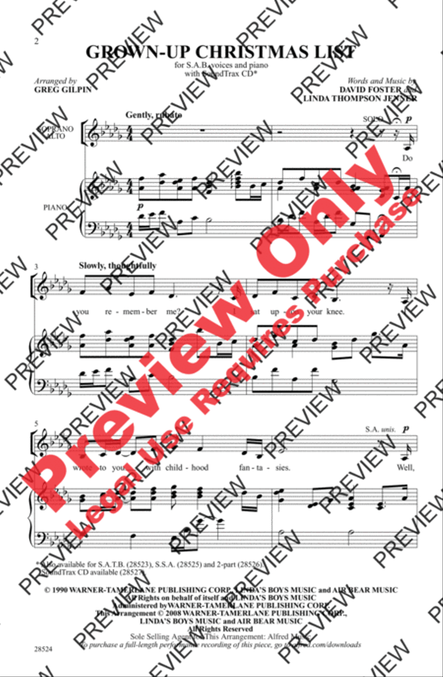 Grown-Up Christmas List 3-Part scores gallery preview page 2