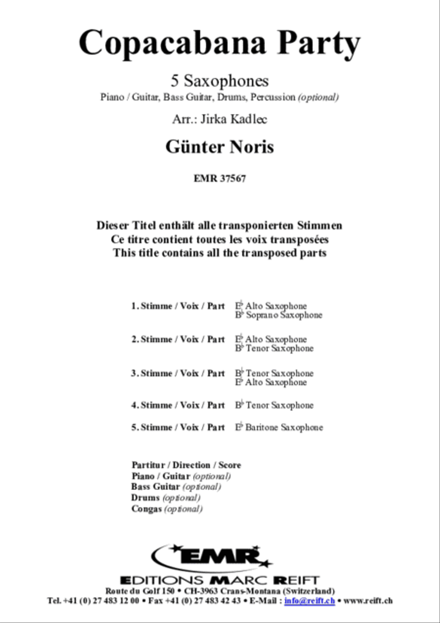 Copacabana Party Saxophone Quintet scores gallery preview page 2