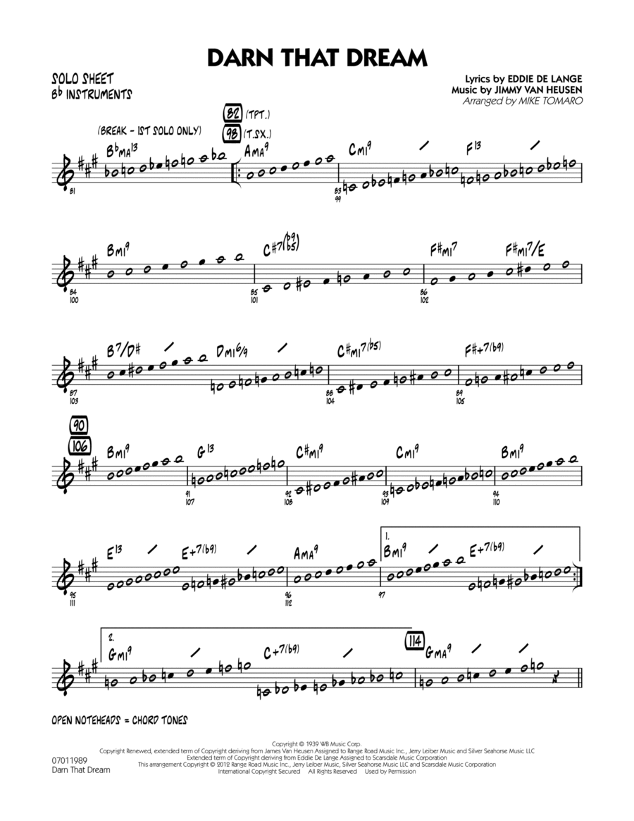 Darn That Dream - Bb Solo Sheet Jazz Ensemble scores gallery preview page 1