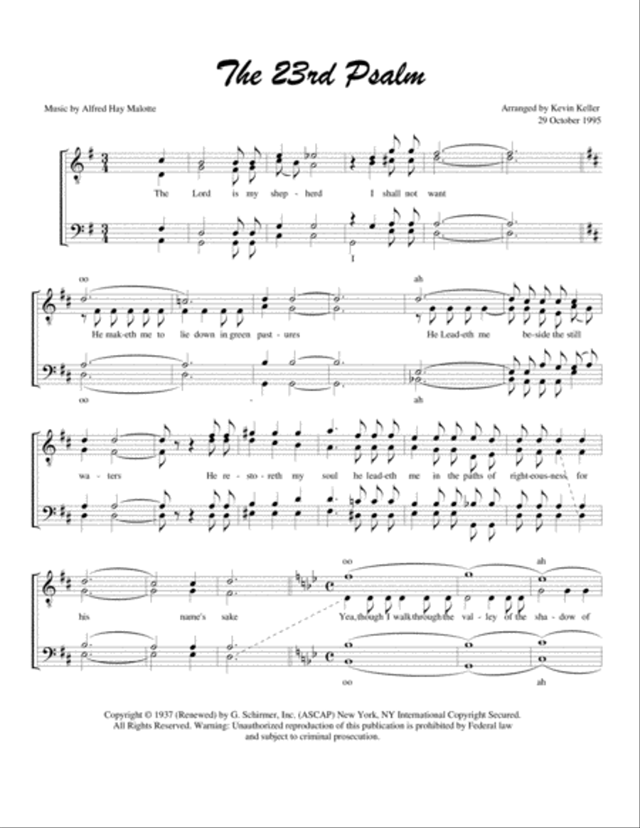 The 23rd Psalm TTBB scores gallery preview page 1