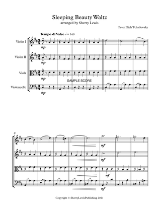 SLEEPING BEAUTY WALTZ, String Quartet, Early Intermediate Level for 2 violins, viola and cello