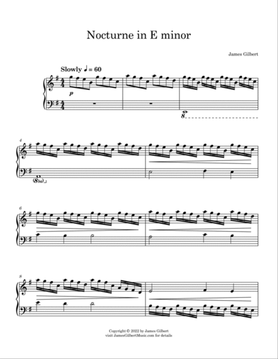Nocturne in E minor Piano Solo scores gallery preview page 2