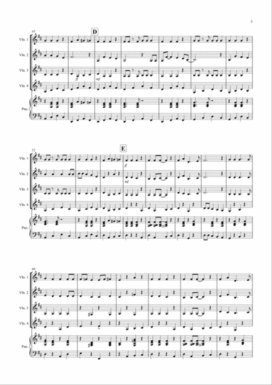 Jingle Bells (Jazzy Style!) for Violin Quartet Violin Solo scores gallery preview page 3