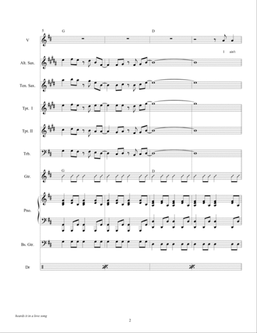 Heard It In A Love Song Tenor Saxophone scores gallery preview page 4