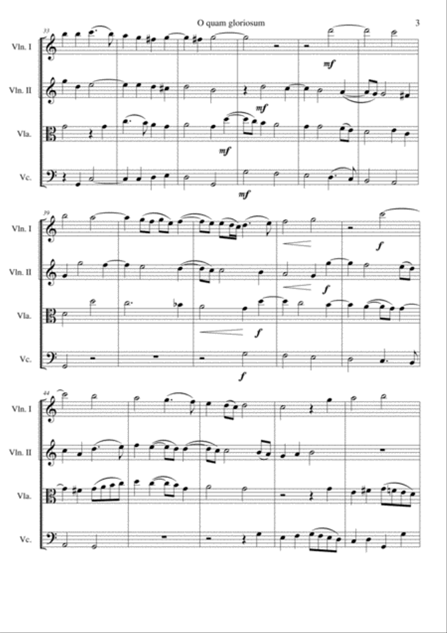 O quam gloriosum (Oh how glorious) for string quartet String Quartet scores gallery preview page 3