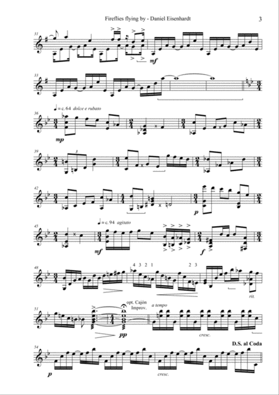 Fireflies flying by (Vibes with opt. Cajon/Drums accompaniment, 4 minutes) Percussion Ensemble scores gallery preview page 4