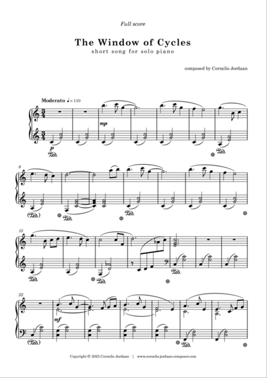 The Window of Cycles - easy song for solo piano