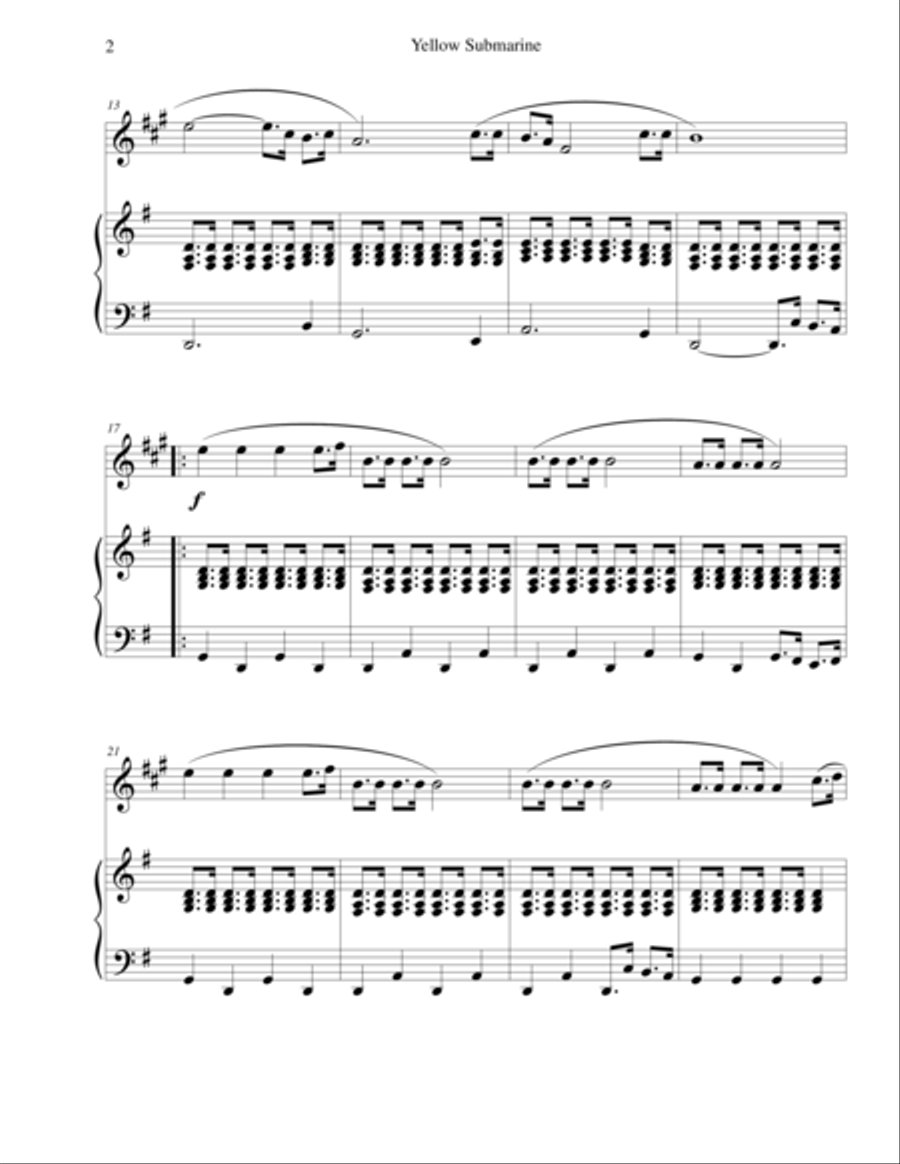 Yellow Submarine Trumpet Solo scores gallery preview page 2