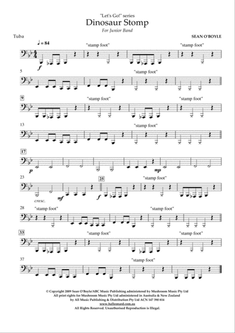 Dinosaur Stomp - Tuba Dinosaur Stomp - Tuba Concert Band scores gallery preview page 1
