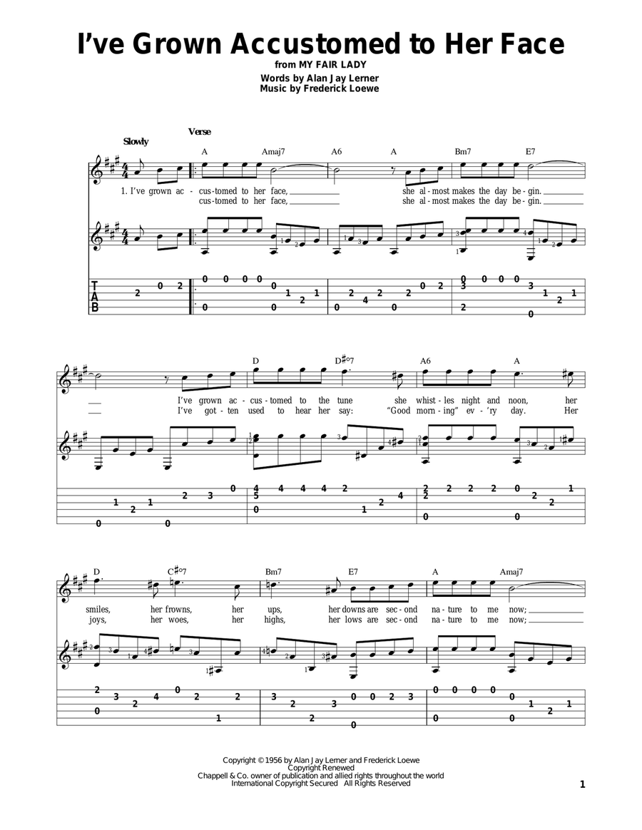 I've Grown Accustomed To Her Face Guitar Solo scores gallery preview page 1