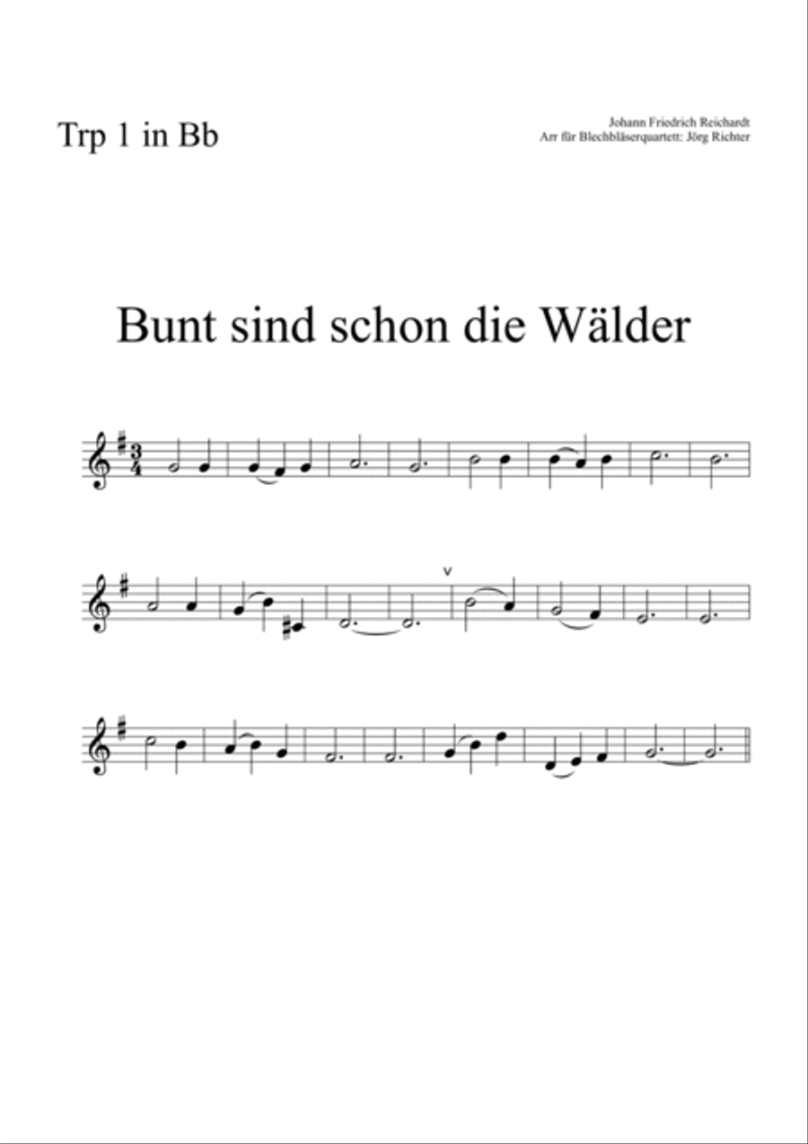 Bunt sind schon die Wälder für Blechbläser Quartett Brass Ensemble scores gallery preview page 4
