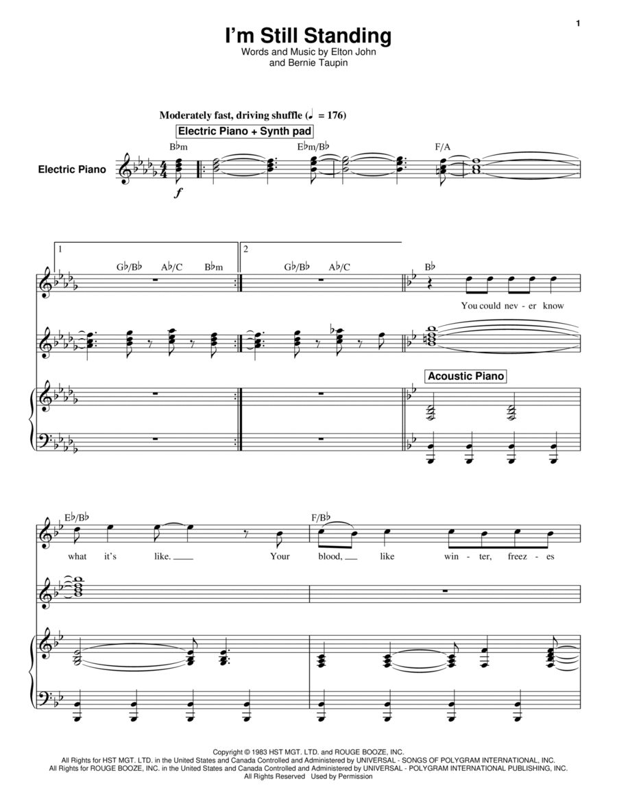 I'm Still Standing Piano scores gallery preview page 1