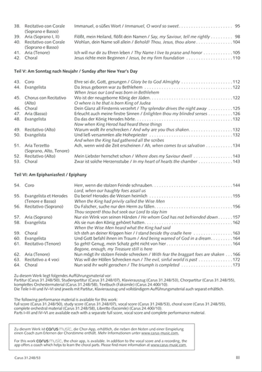 Christmas Oratorio, Parts I-VI (Weihnachtsoratorium, Teile I-VI) Voice scores gallery preview page 4