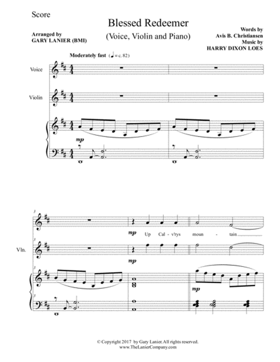BLESSED REDEEMER(Voice, Violin & Piano with Score/Parts) image number null