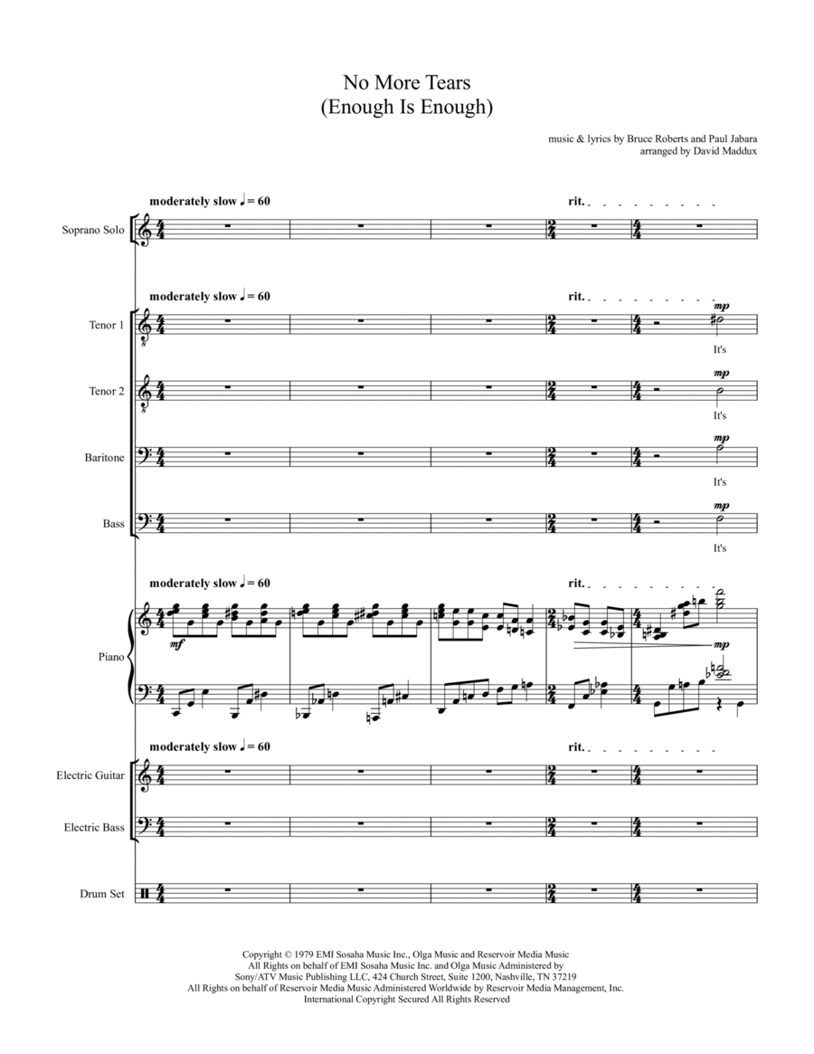 No More Tears (enough Is Enough) Small Ensemble scores gallery preview page 1