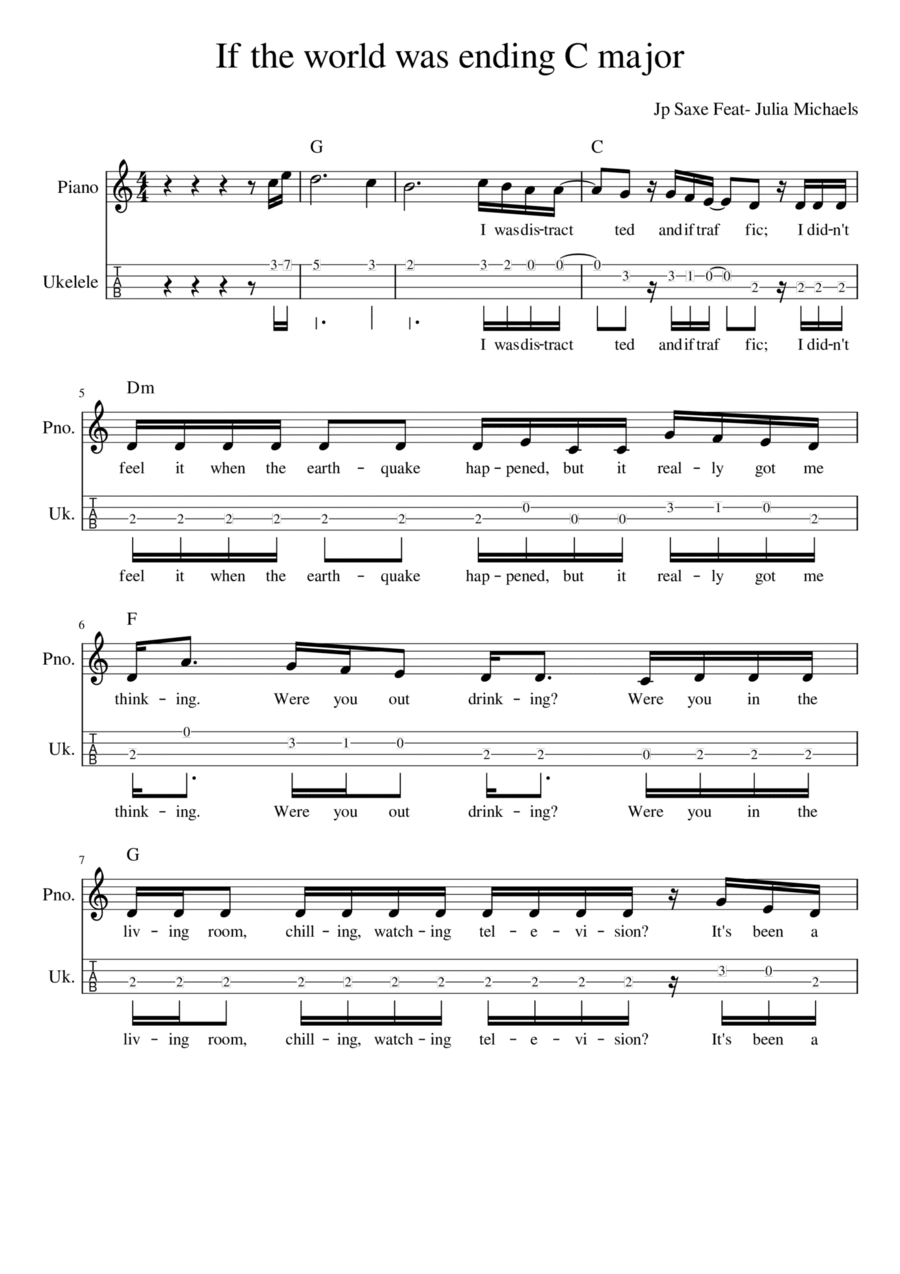 If The World Was Ending Ukulele scores gallery preview page 1