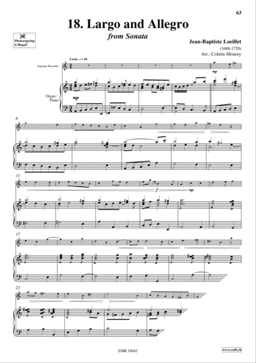 40 Greatest Baroque Hits Volume 1 Soprano Recorder scores gallery preview page 20