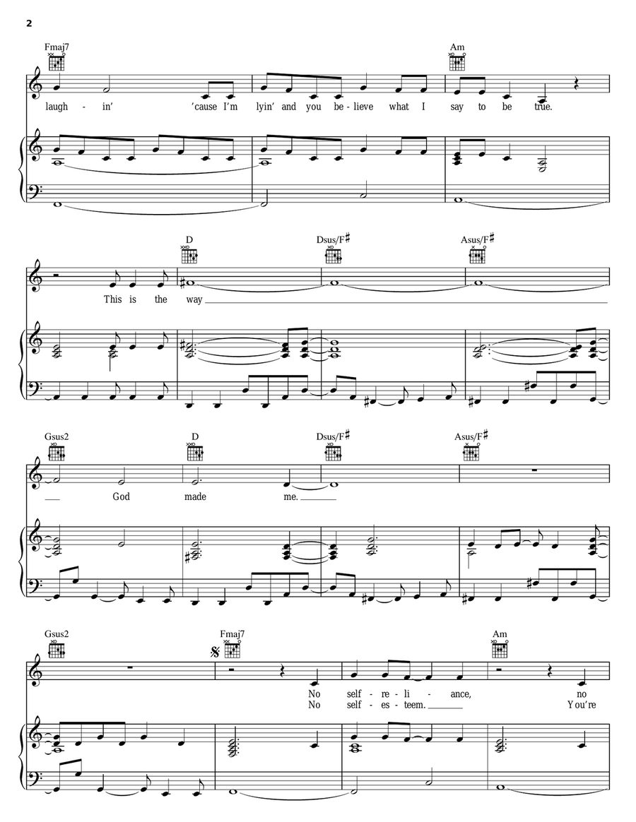 God Made Me Piano, Vocal, Guitar scores gallery preview page 2