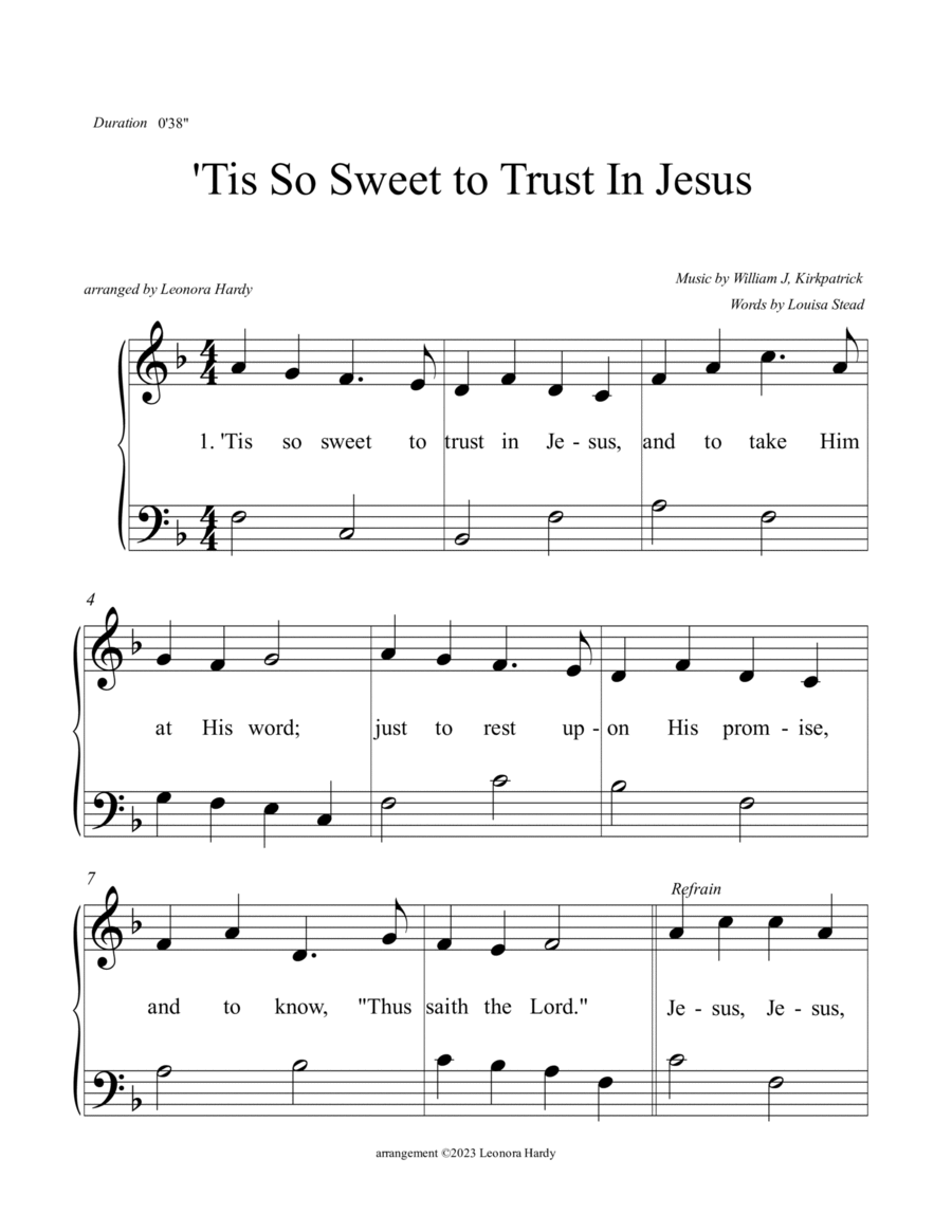 'Tis So Sweet to Trust in Jesus (Beginner) image number null