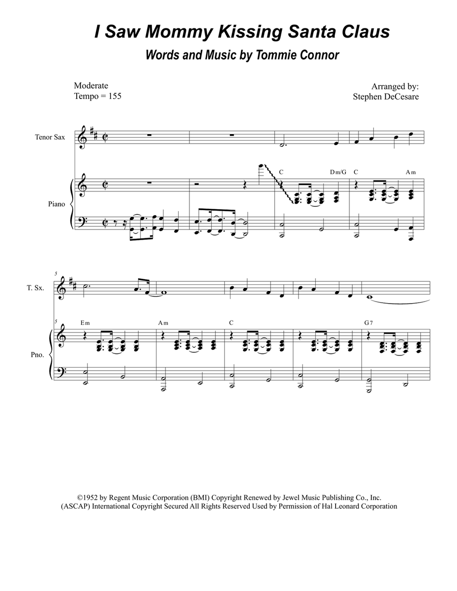 I Saw Mommy Kissing Santa Claus Tenor Saxophone scores gallery preview page 1