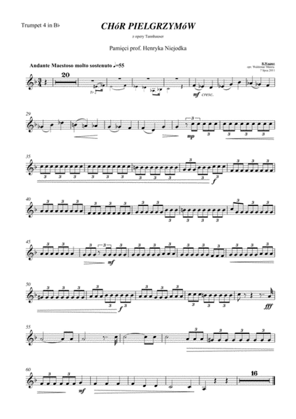 Richard Wagner - Pilgrim's Choir from Tannhauser - for Brass Choir (4 Tr, 2 Cr, 3 Trbn, 2 Tb)